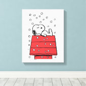 pinda's | Snoopy Doghouse Snowflakes Canvas Afdruk (Insitu (Houten vloer))
