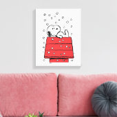 pinda's | Snoopy Doghouse Snowflakes Canvas Afdruk (Insitu (Woonkamer))