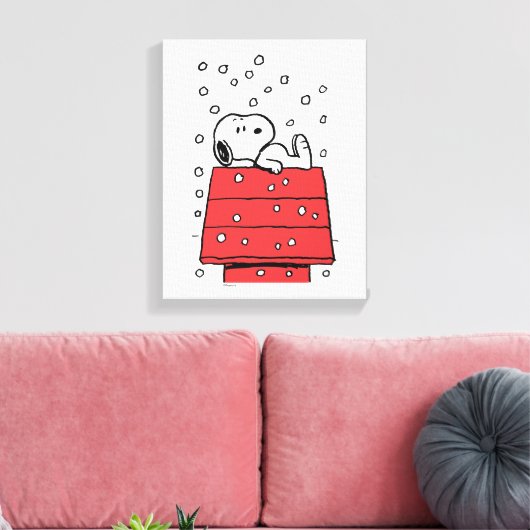 pinda's | Snoopy Doghouse Snowflakes Canvas Afdruk (Insitu (Woonkamer))