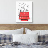 pinda's | Snoopy Doghouse Snowflakes Canvas Afdruk (Insitu (Slaapkamer))