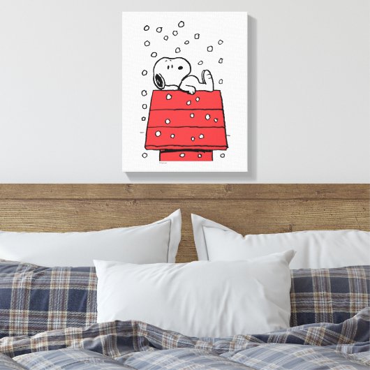 pinda's | Snoopy Doghouse Snowflakes Canvas Afdruk (Insitu (Slaapkamer))