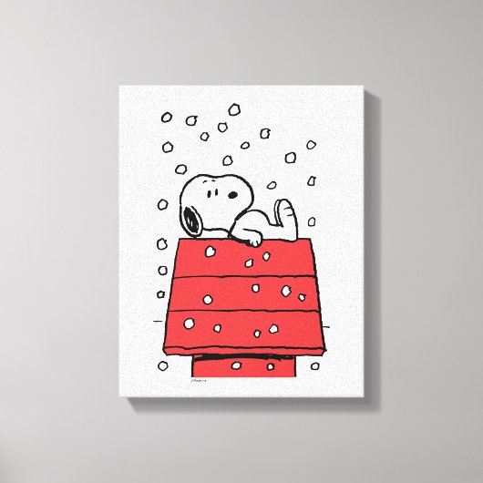 pinda's | Snoopy Doghouse Snowflakes Canvas Afdruk (Voorkant)