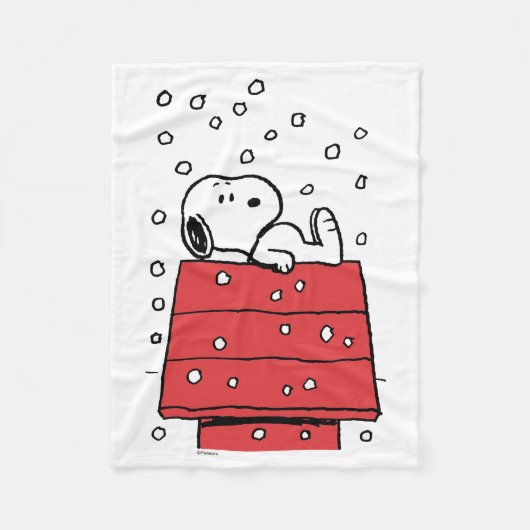 pinda's | Snoopy Doghouse Snowflakes Fleece Deken (Voorkant)