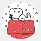 pinda's | Snoopy Doghouse Snowflakes Ronde Sticker (Voorkant)