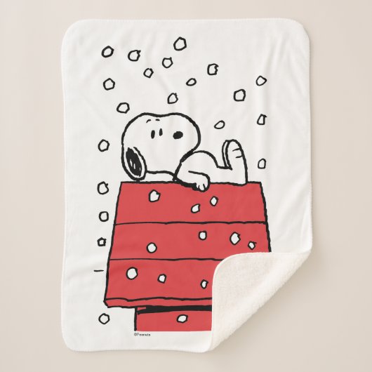pinda's | Snoopy Doghouse Snowflakes Sherpa Deken (Voorkant)