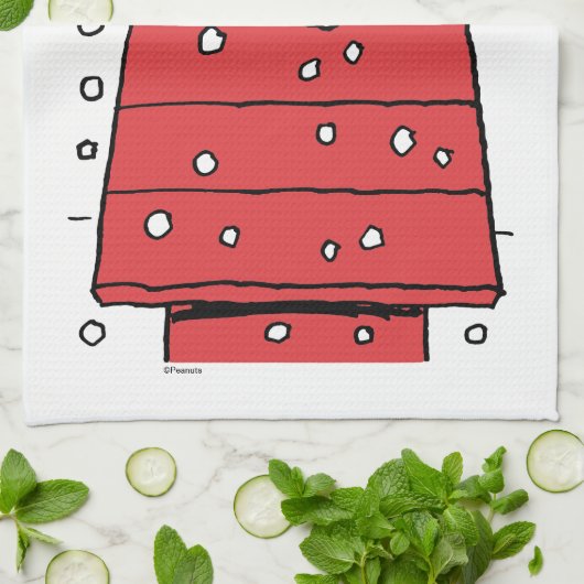 pinda's | Snoopy Doghouse Snowflakes Theedoek (Gevouwen)