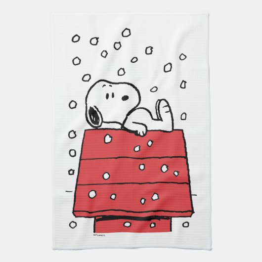 pinda's | Snoopy Doghouse Snowflakes Theedoek (Verticaal)