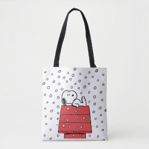 pinda's   Snoopy Doghouse Snowflakes Tote Bag