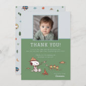 Pinda's - Snoopy | Een gelukkige camper verjaardag Bedankkaart (Voorkant / Achterkant)