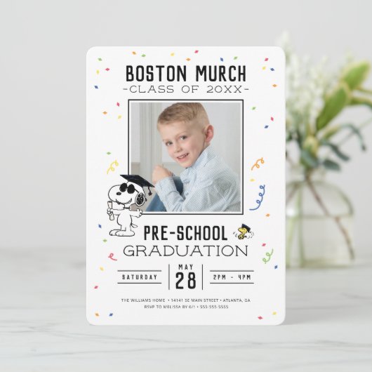 pinda's | Snoopy en Woodstock Afstuderen Kaart (Staand voorkant)