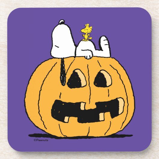 pinda's | Snoopy en Woodstock Jack-O-Lantern Bier Onderzetter (Voorkant)
