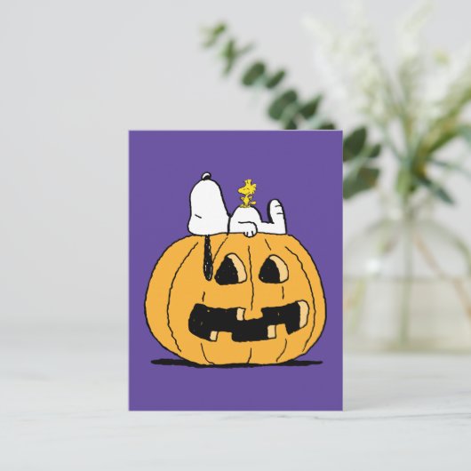 pinda's | Snoopy en Woodstock Jack-O-Lantern Briefkaart (Staand voorkant)