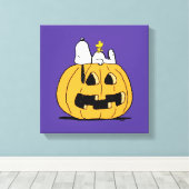 pinda's | Snoopy en Woodstock Jack-O-Lantern Canvas Afdruk (Insitu (Houten vloer))