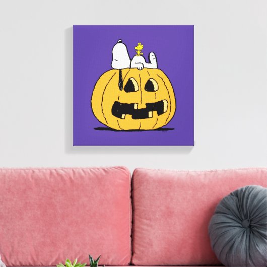 pinda's | Snoopy en Woodstock Jack-O-Lantern Canvas Afdruk (Insitu (Woonkamer))