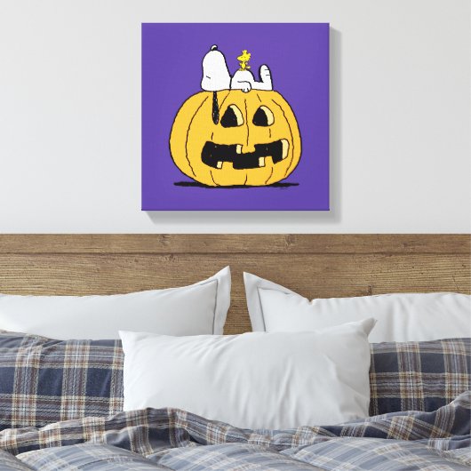 pinda's | Snoopy en Woodstock Jack-O-Lantern Canvas Afdruk (Insitu (Slaapkamer))