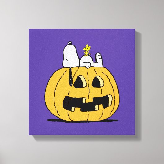 pinda's | Snoopy en Woodstock Jack-O-Lantern Canvas Afdruk (Voorkant)