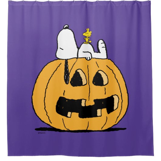 pinda's | Snoopy en Woodstock Jack-O-Lantern Douchegordijn (Voorkant)
