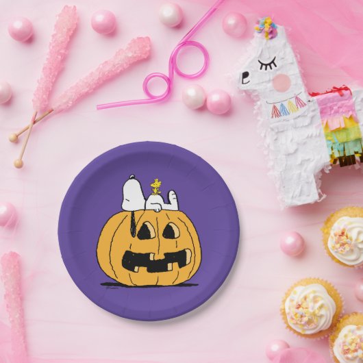 pinda's | Snoopy en Woodstock Jack-O-Lantern Papieren Bordje (Feest)