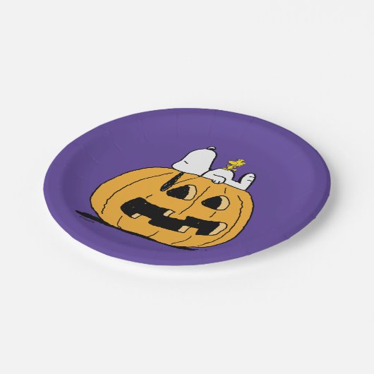 pinda's | Snoopy en Woodstock Jack-O-Lantern Papieren Bordje (Gekanteld)