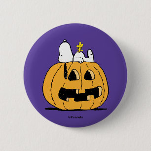 pinda's Snoopy en Woodstock Jack-O-Lantern Ronde Button 5,7 Cm