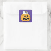 pinda's | Snoopy en Woodstock Jack-O-Lantern Vierkante Sticker (Tas)