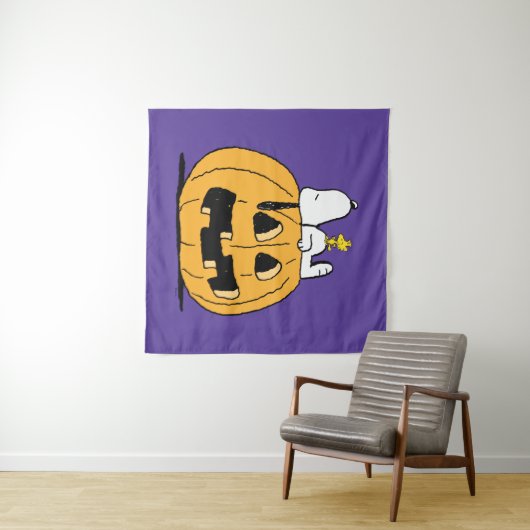 pinda's | Snoopy en Woodstock Jack-O-Lantern Wandkleed (In Situ (horizontaal))