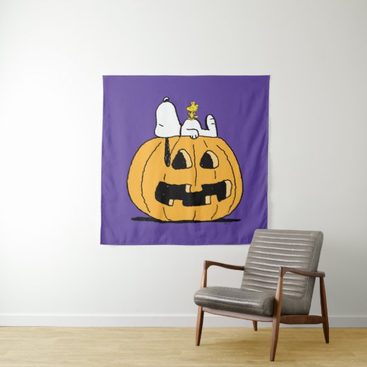 pinda's | Snoopy en Woodstock Jack-O-Lantern Wandkleed (In situ)