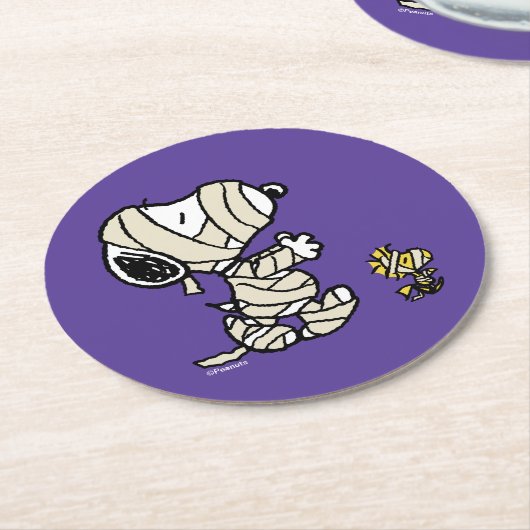 pinda's | Snoopy en Woodstock Mummies Ronde Kartonnen Onderzetter (Gebogen)
