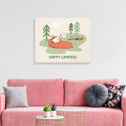 pinda's | Snoopy- en Woodstock Slappers Canvas Afdruk (Insitu (Woonkamer))