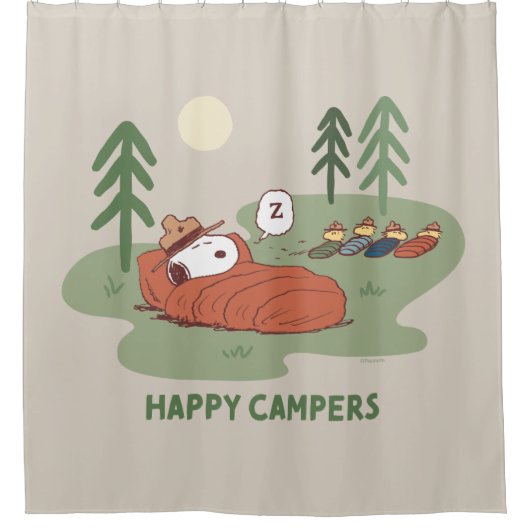 pinda's | Snoopy- en Woodstock Slappers Douchegordijn (Voorkant)