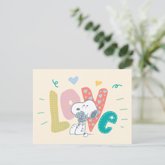 pinda's | Snoopy Flower Love Briefkaart (Staand voorkant)