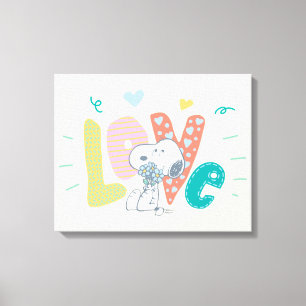 pinda's   Snoopy Flower Love Canvas Afdruk