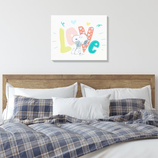 pinda's | Snoopy Flower Love Canvas Afdruk (Insitu (Slaapkamer))