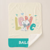 pinda's | Snoopy Flower Love Sherpa Deken (Voorkant)