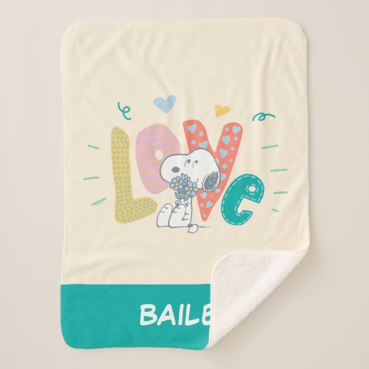 pinda's | Snoopy Flower Love Sherpa Deken (Voorkant)