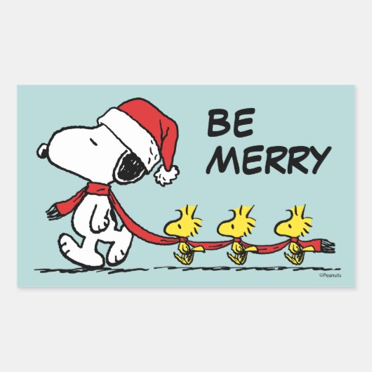 pinda's | Snoopy & Friends Winter Scarf Rechthoekige Sticker (Voorkant)