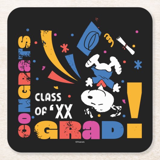 Pinda's Snoopy Gefeliciteerd Geslaagd Afstuderen C Kartonnen Onderzetters (Voorkant)