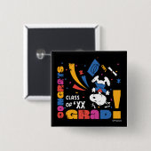 Pinda's Snoopy Gefeliciteerd Geslaagd Afstuderen C Vierkante Button 5,1 Cm (Voorkant /achterkant)