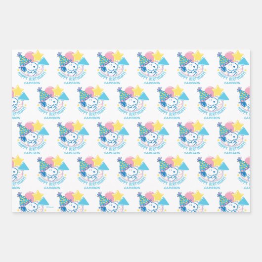 PINDA'S | Snoopy Gelukkige Verjaardagsballonnen Inpakpapier Vel (Voorkant 3)