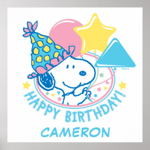 PINDA'S   Snoopy Gelukkige Verjaardagsballonnen Poster