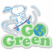 pinda's | Snoopy Go Green Schaats Board Sticker (Voorkant)