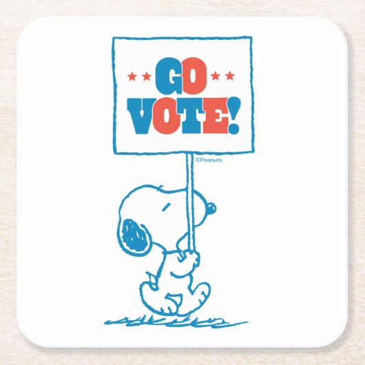 pinda's | Snoopy - Go Vote Sign. Kartonnen Onderzetters (Voorkant)