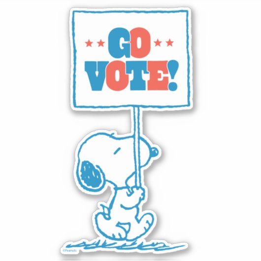 pinda's | Snoopy - Go Vote Sign. Sticker (Voorkant)