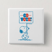 pinda's | Snoopy - Go Vote Sign. Vierkante Button 5,1 Cm (Voorkant)