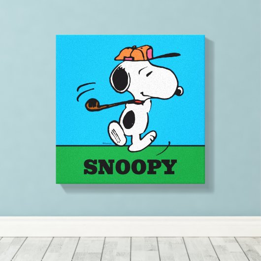 pinda's | Snoopy Golf Swing Canvas Afdruk (Insitu (Houten vloer))