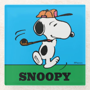 pinda's   Snoopy Golf Swing Glazen Onderzetter