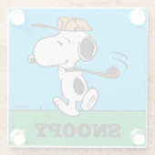 pinda's | Snoopy Golf Swing Glazen Onderzetter (Achterkant)