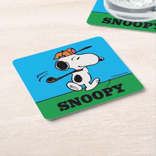 pinda's | Snoopy Golf Swing Kartonnen Onderzetters (Schuin)