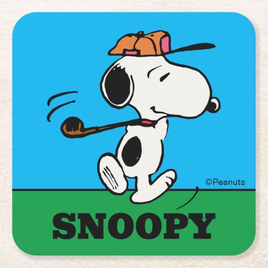 pinda's | Snoopy Golf Swing Kartonnen Onderzetters (Voorkant)