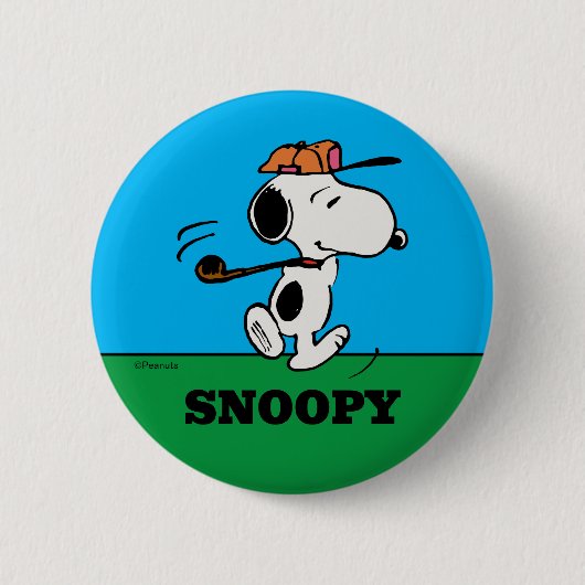 pinda's | Snoopy Golf Swing Ronde Button 5,7 Cm (Voorkant)